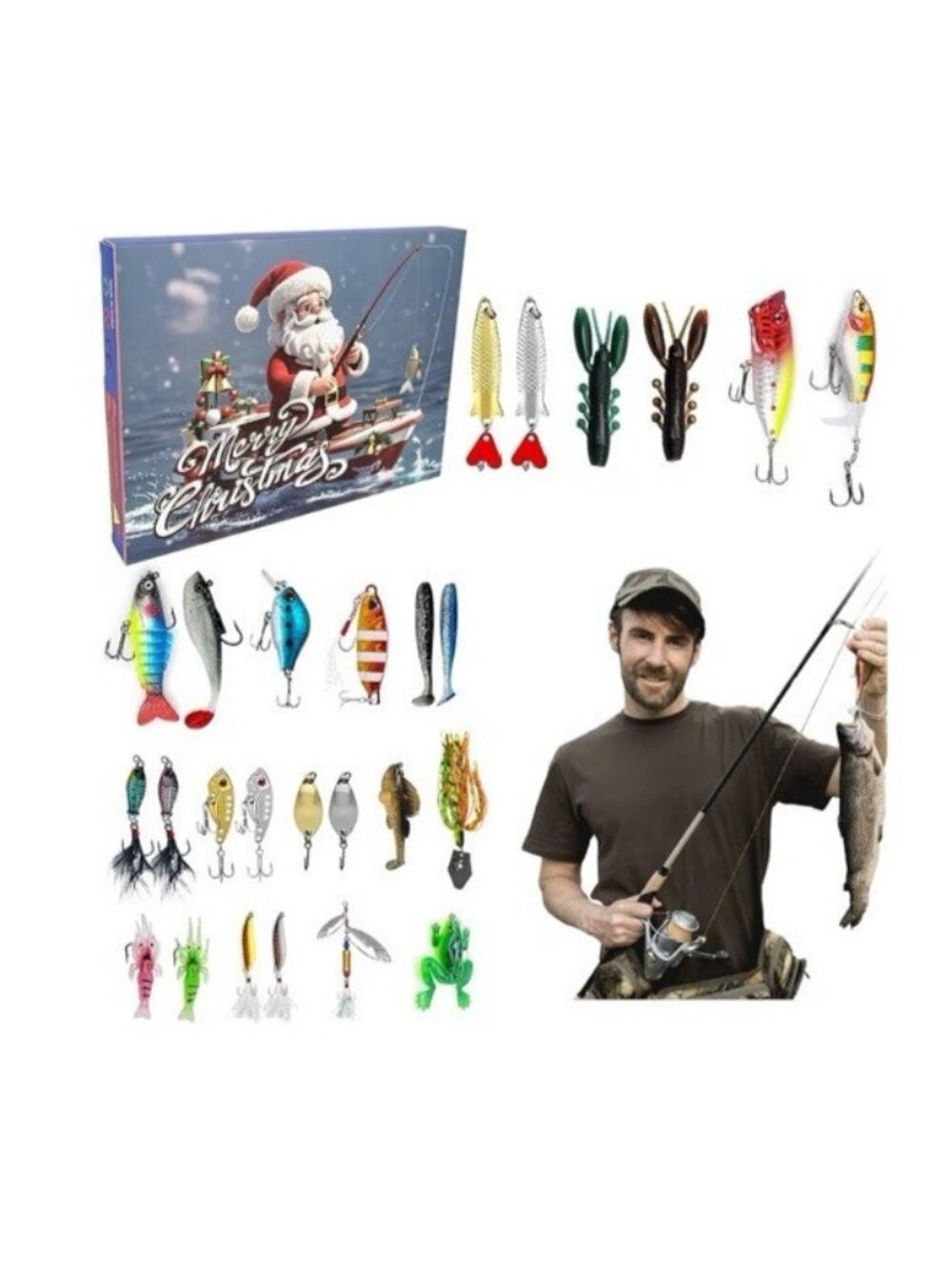 Fishing Advent Calendar Fishing Tackle & Lures Christmas Gifts for Fishers/Men